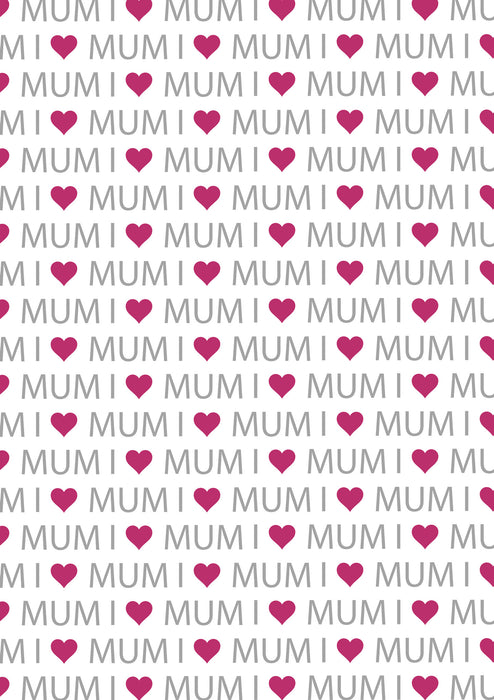 I LOVE MUM Gift Wrapping Paper (Set of 3 sheets)